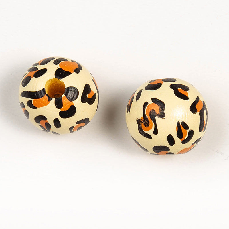 Wholesale Beads Lotus Wood Wooden Beads 16MM Leopard Cow Pattern Colorful Wooden Beads OLY-BDS-DJ004